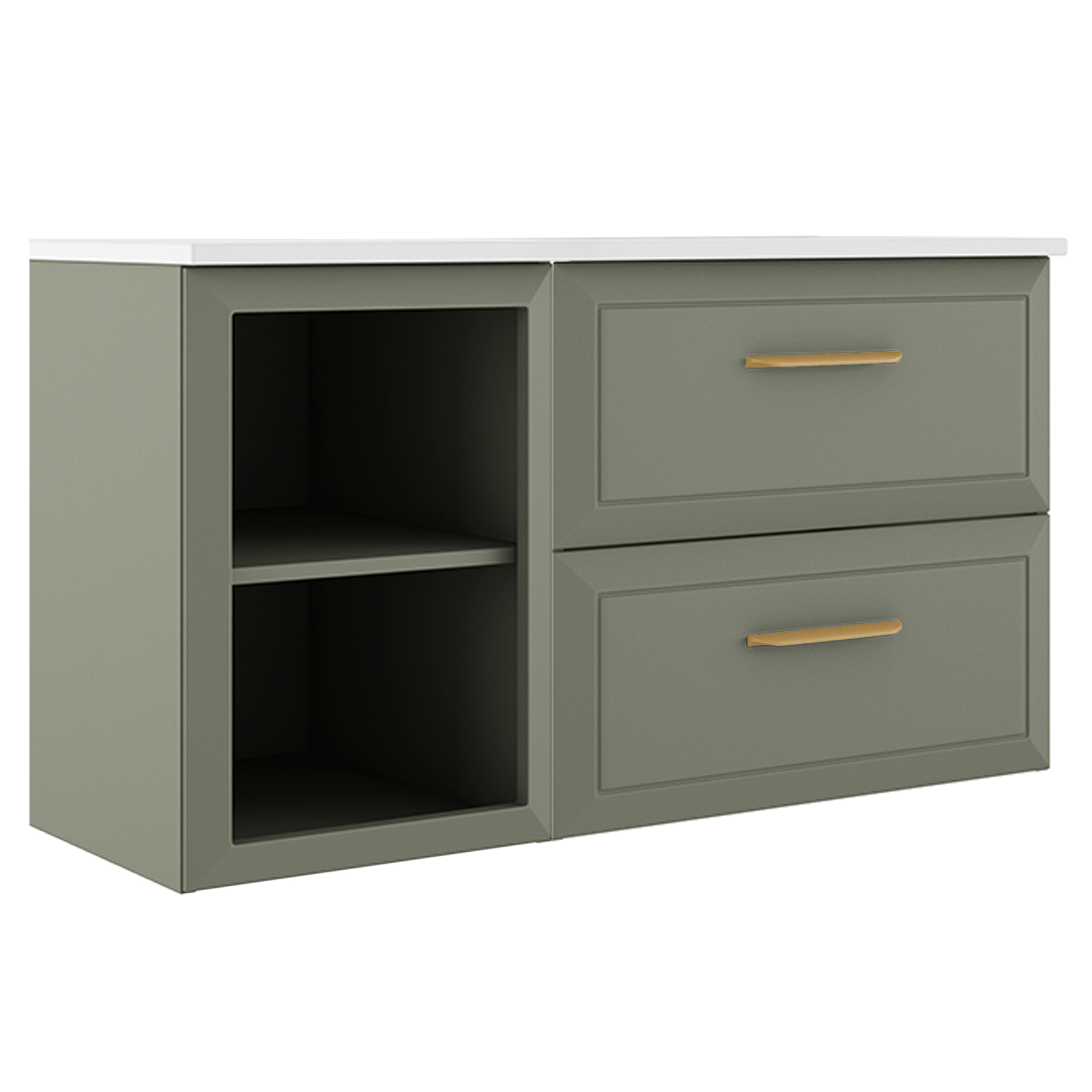 Servantskap Gold Tandem Grønn Matt 40+60 cm med Servant Hvit Blank