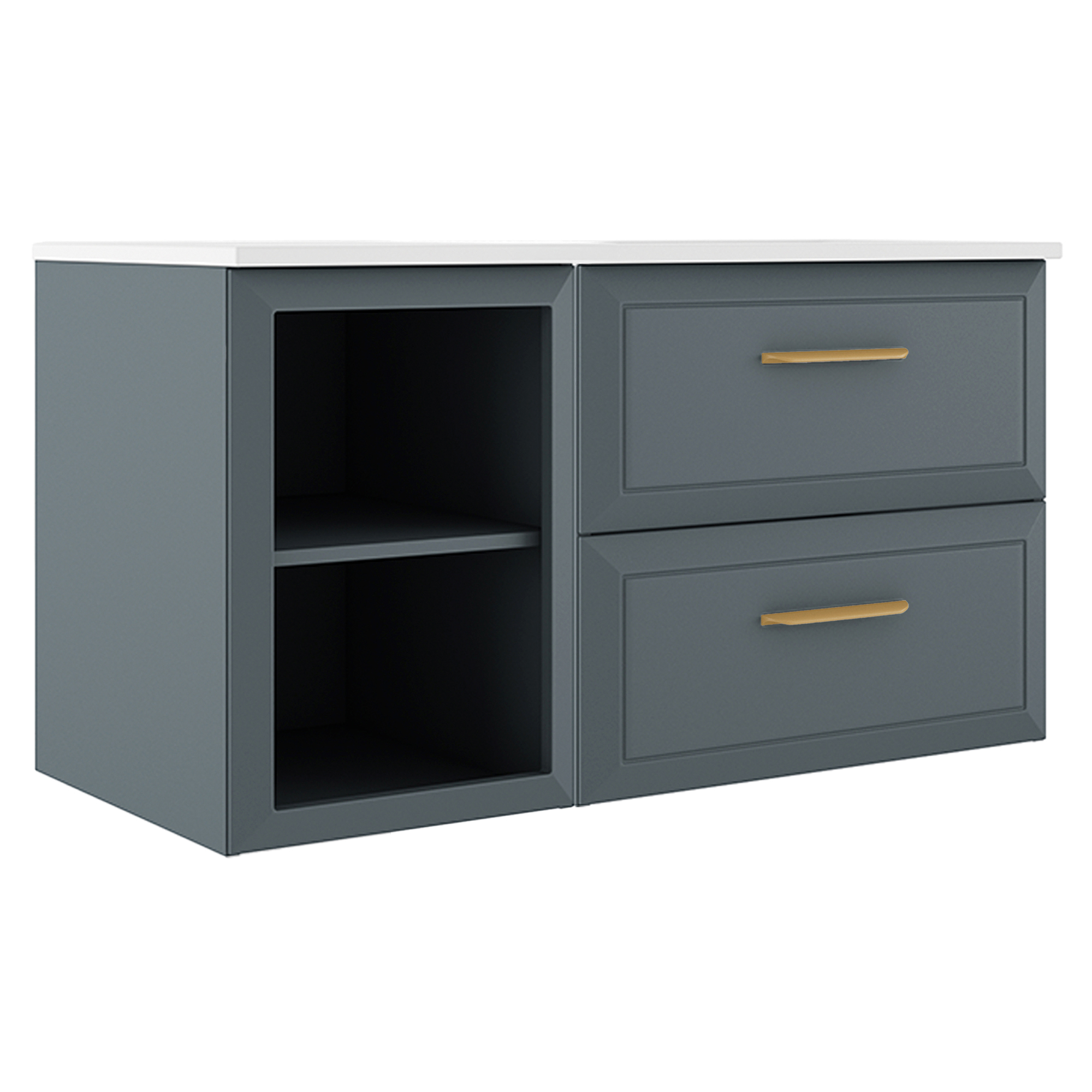 Servantskap Gold Tandem Blå Matt 40+60 cm med Servant Hvit Blank