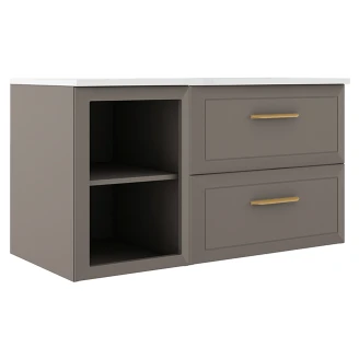 Servantskap Gold <strong>Tandem</strong>  Grå Matt 40+60 cm med Servant Hvit Blank