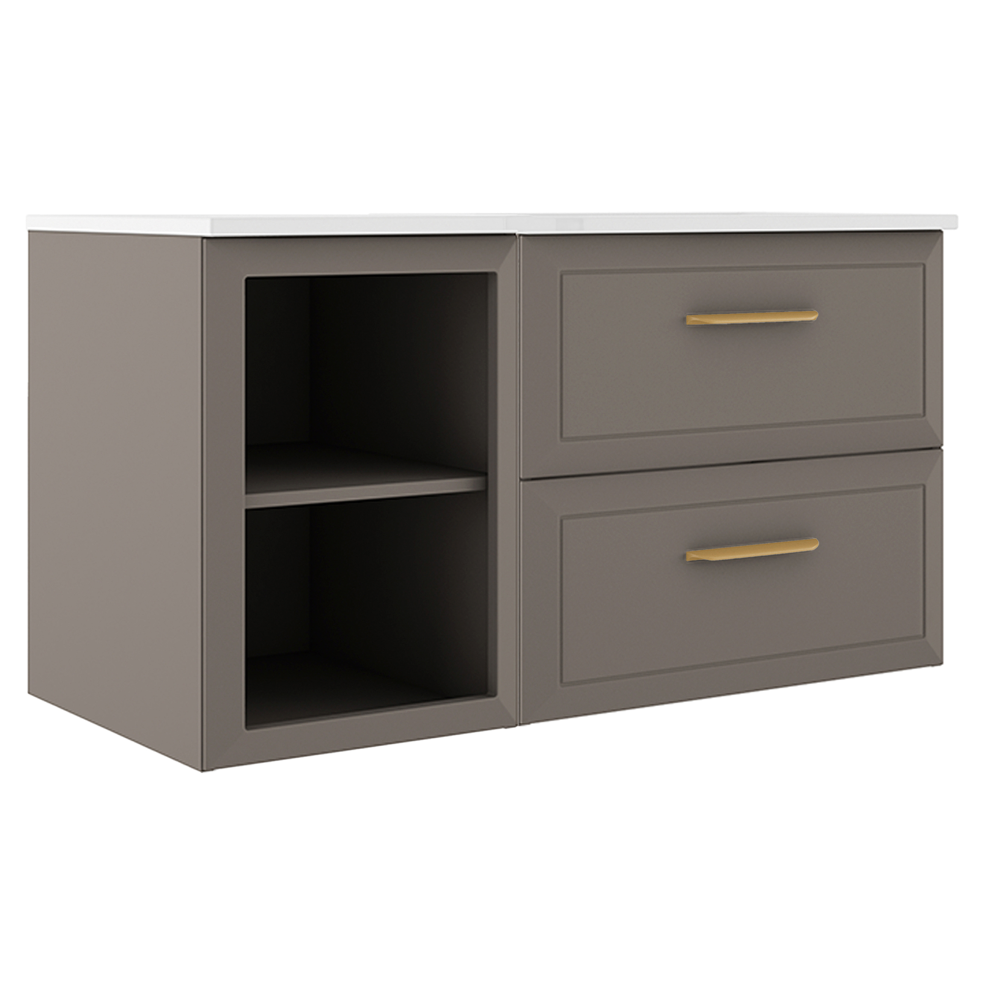 Servantskap Gold Tandem Grå Matt 40+60 cm med Servant Hvit Blank