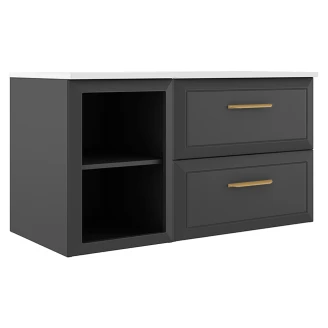 Servantskap Gold <strong>Tandem</strong>  Mørkgrå Matt 40+60 cm med Servant Hvit Blank