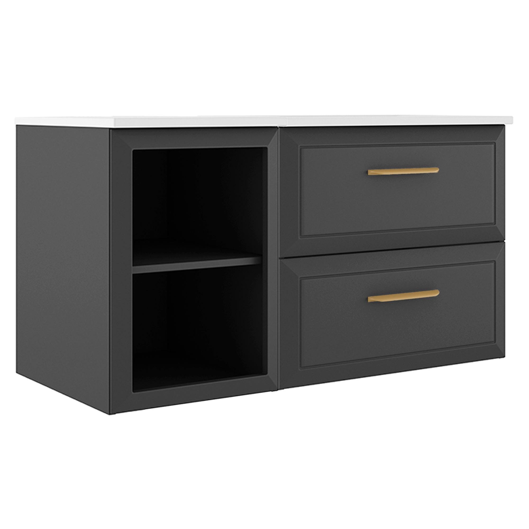 Servantskap Gold Tandem Mørkgrå Matt 40+60 cm med Servant Hvit Blank