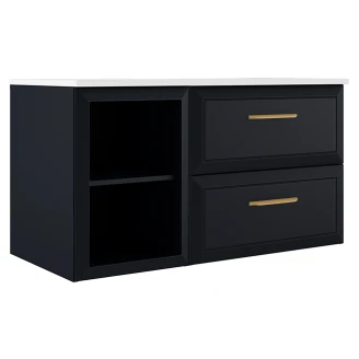 Servantskap Gold <strong>Tandem</strong>  Mørkblå Matt 40+60 cm med Servant Hvit Blank