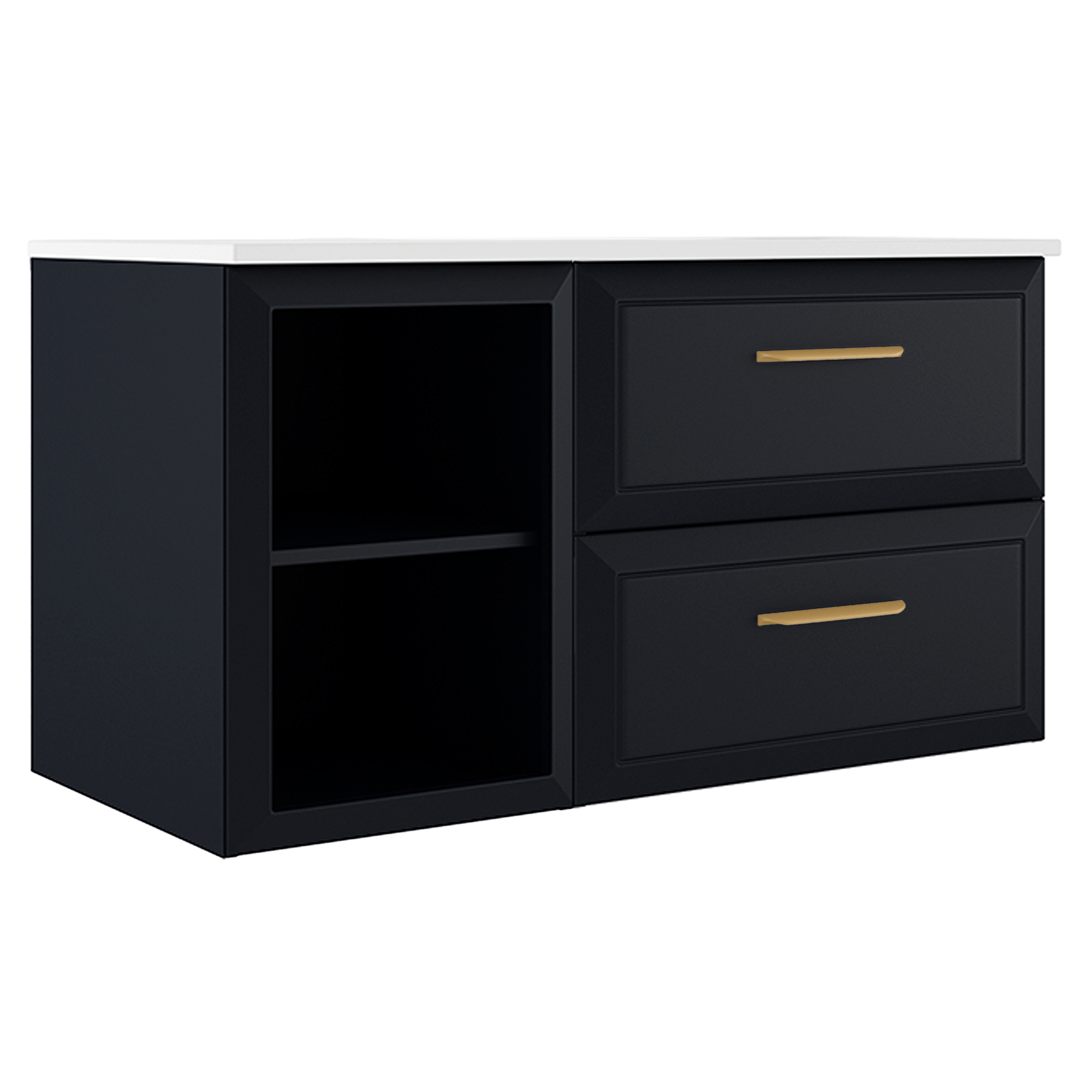 Servantskap Gold Tandem Mørkblå Matt 40+60 cm med Servant Hvit Blank