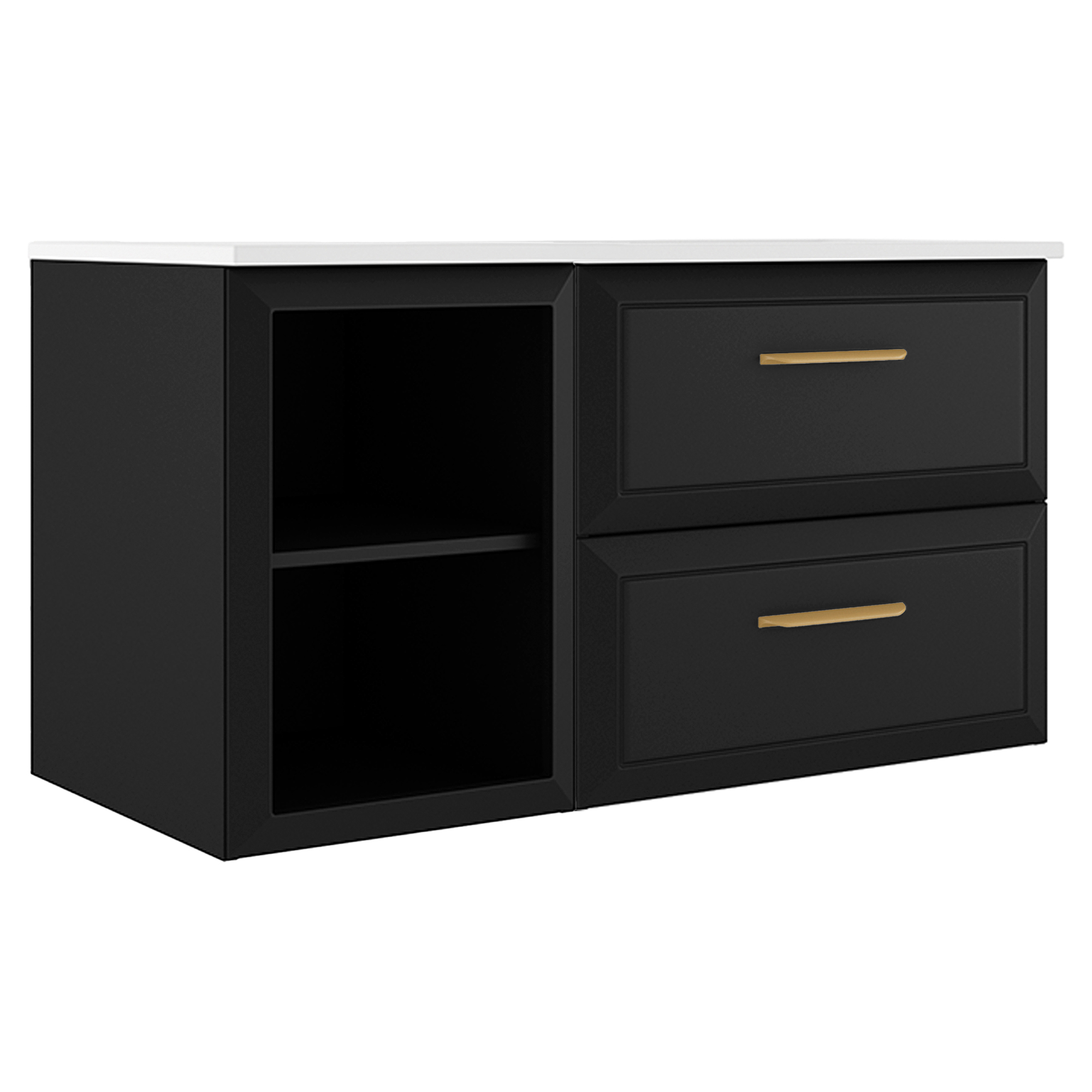 Servantskap Gold Tandem Svart Matt 40+60 cm med Servant Hvit Blank