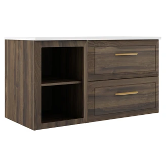 Servantskap Gold <strong>Tandem</strong>  Valnøtt Matt 40+60 cm med Servant Hvit Blank
