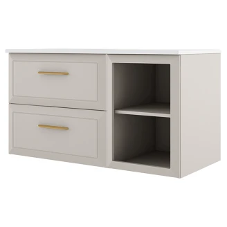 Servantskap Gold <strong>Tandem</strong>  Beige Matt 60+40 cm med Servant Hvit Blank