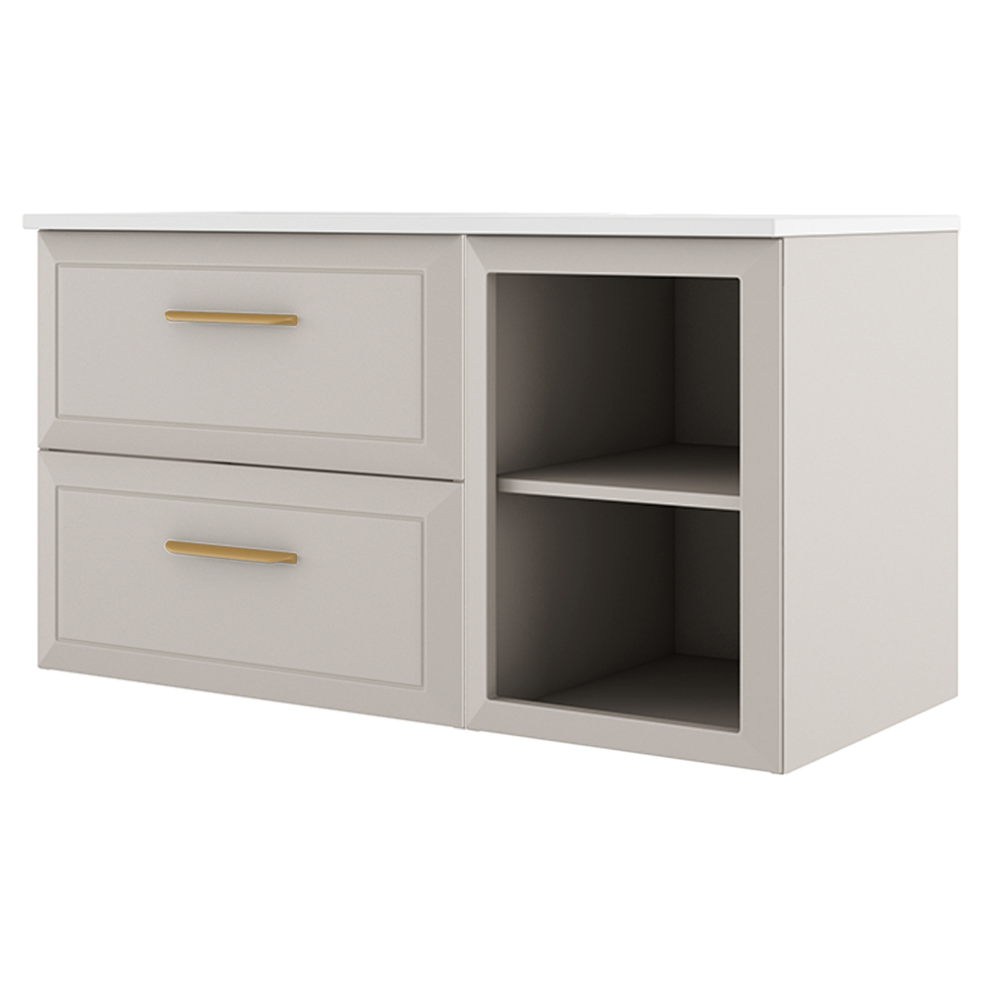 Servantskap Gold Tandem Beige Matt 60+40 cm med Servant Hvit Blank