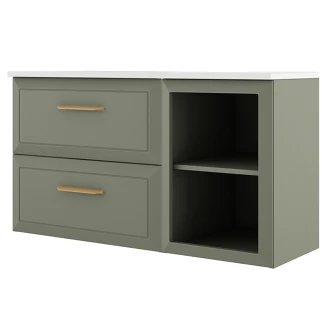 Servantskap Gold <strong>Tandem</strong>  Grønn Matt 60+40 cm med Servant Hvit Blank