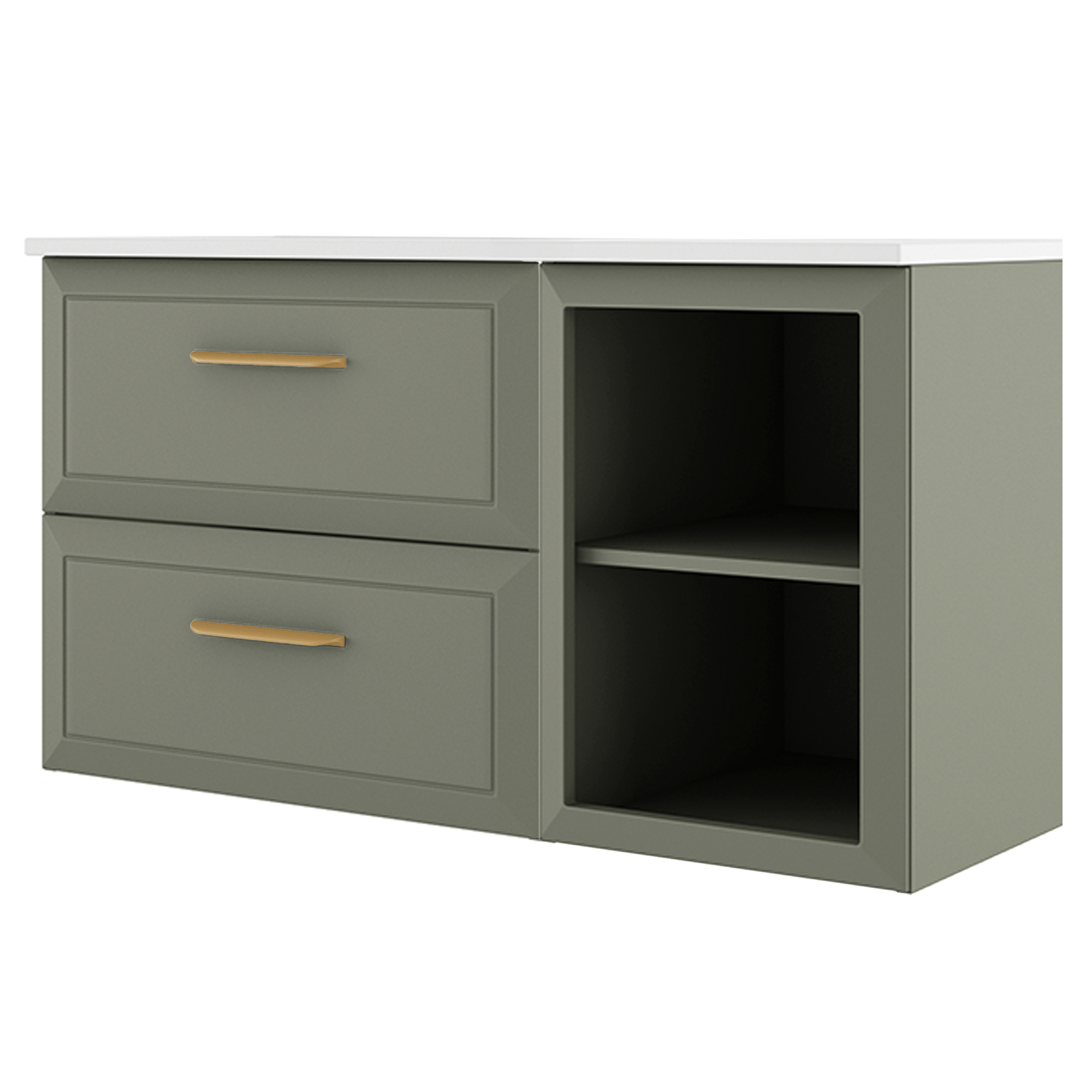 Servantskap Gold Tandem Grønn Matt 60+40 cm med Servant Hvit Blank
