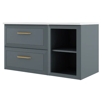 Servantskap Gold <strong>Tandem</strong>  Blå Matt 60+40 cm med Servant Hvit Blank