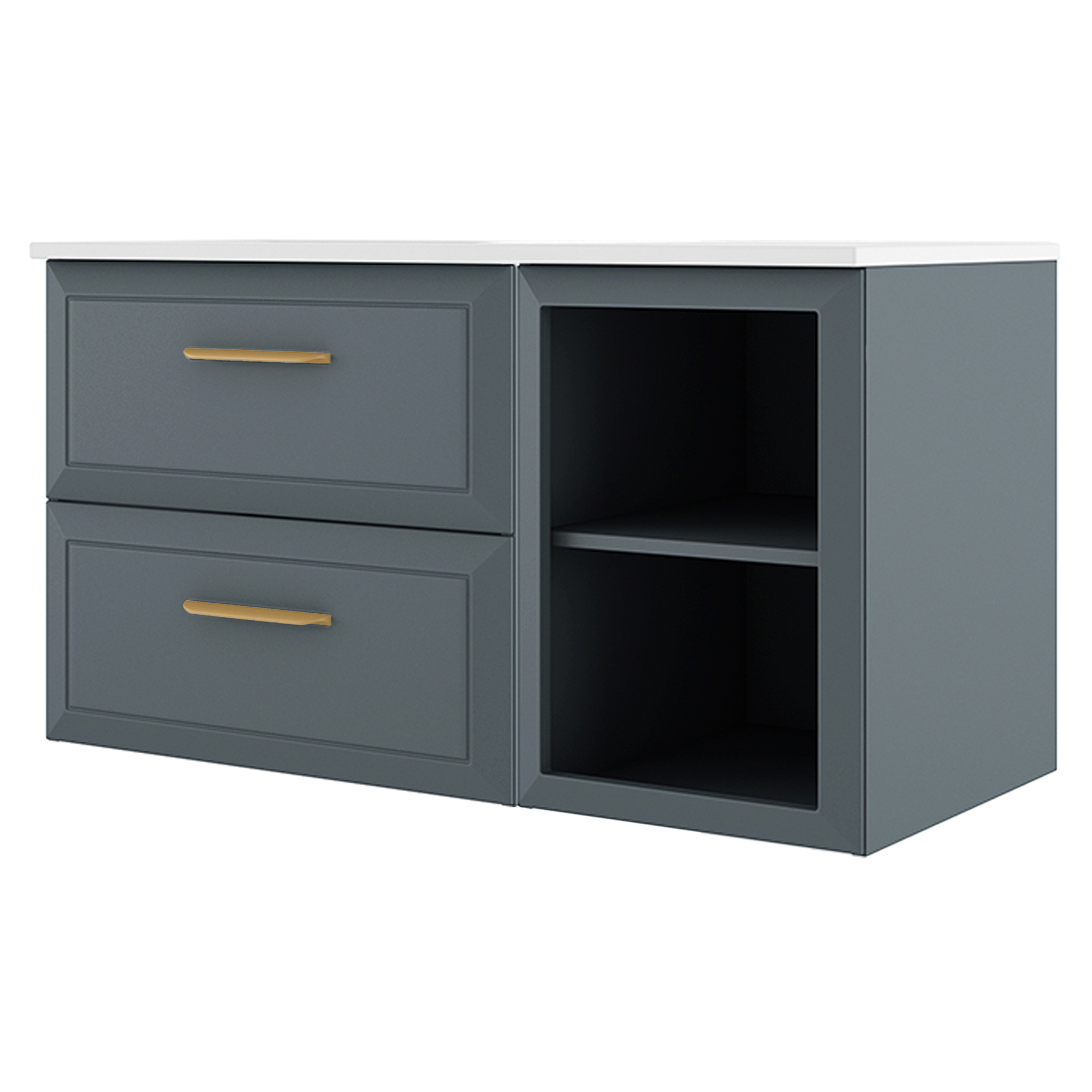 Servantskap Gold Tandem Blå Matt 60+40 cm med Servant Hvit Blank
