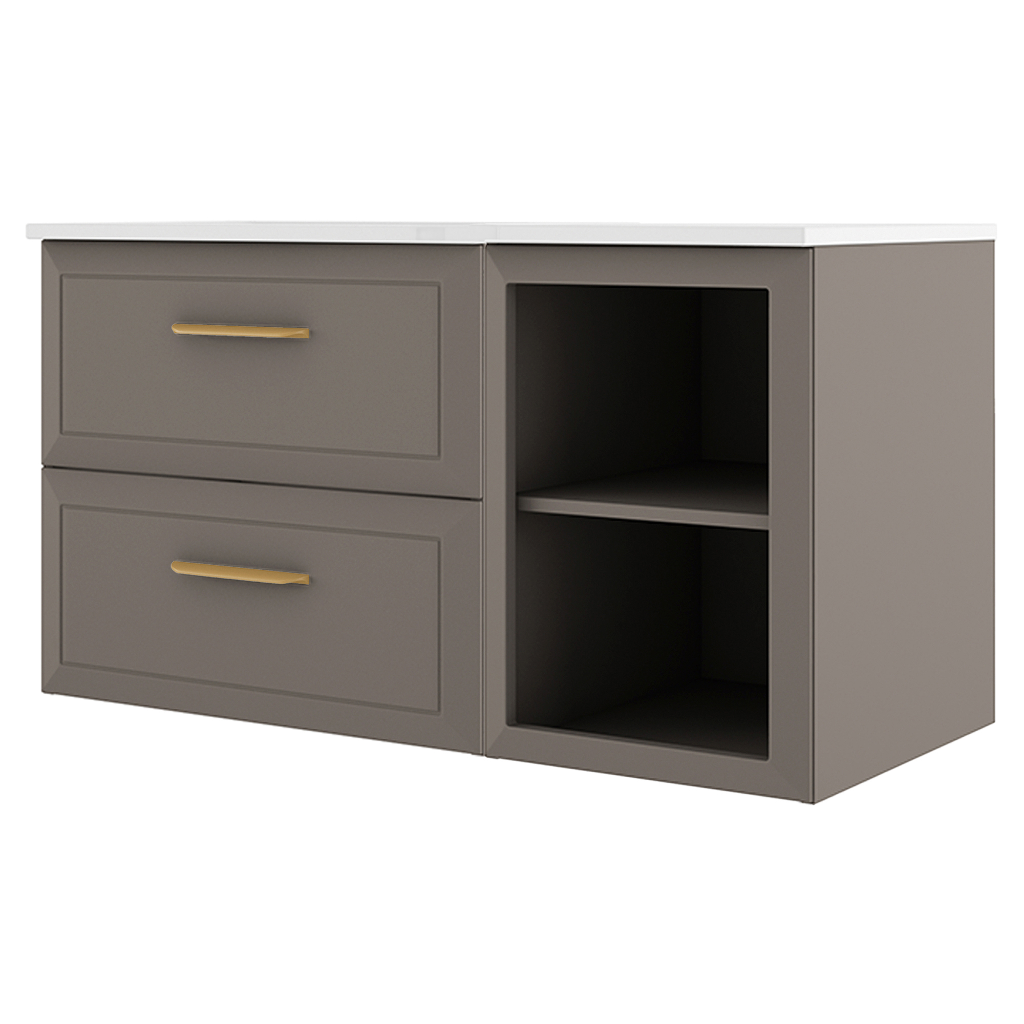 Servantskap Gold Tandem Grå Matt 60+40 cm med Servant Hvit Blank
