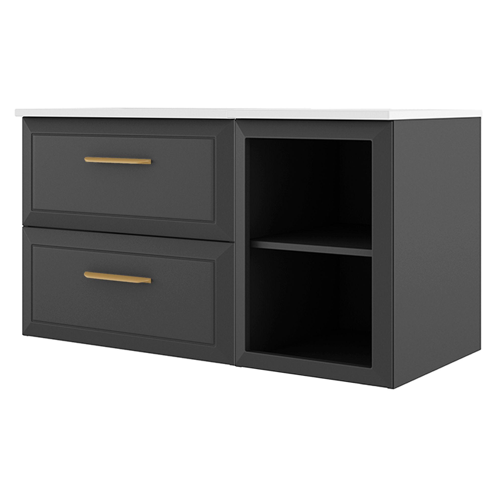 Servantskap Gold Tandem Mørkgrå Matt 60+40 cm med Servant Hvit Blank