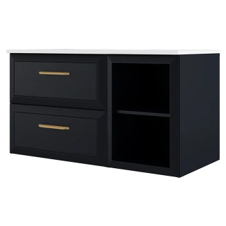 Servantskap Gold <strong>Tandem</strong>  Mørkblå Matt 60+40 cm med Servant Hvit Blank