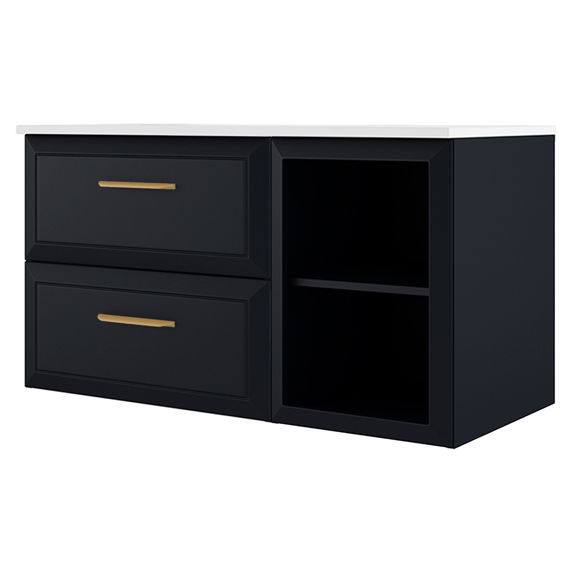 Servantskap Gold Tandem Mørkblå Matt 60+40 cm med Servant Hvit Blank