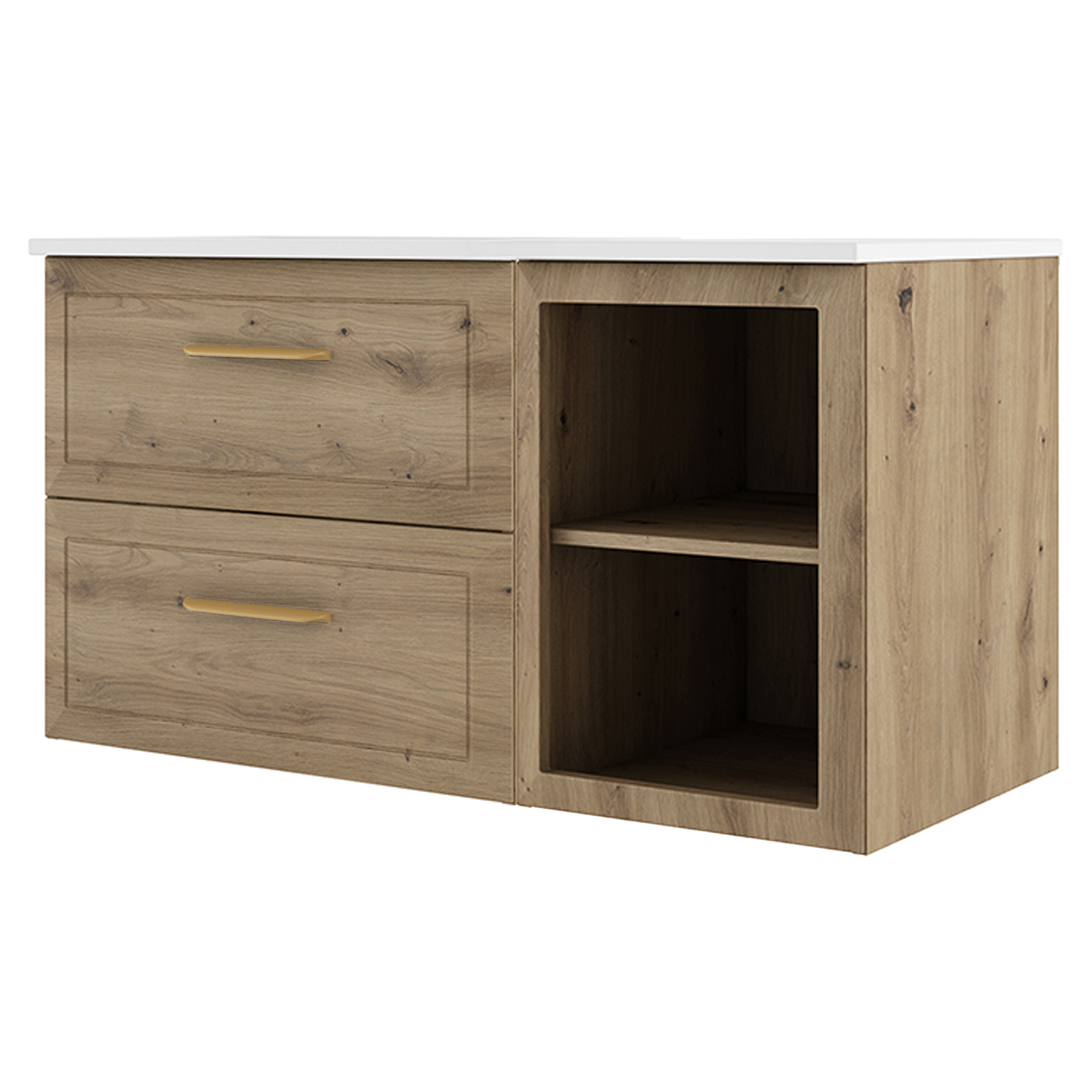 Servantskap Gold Tandem Eik Matt 60+40 cm med Servant Hvit Blank