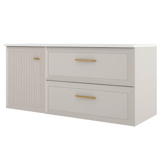 Servantskap Gold <strong>Tandem</strong>  Beige Matt 40+80 cm med Servant Hvit Blank