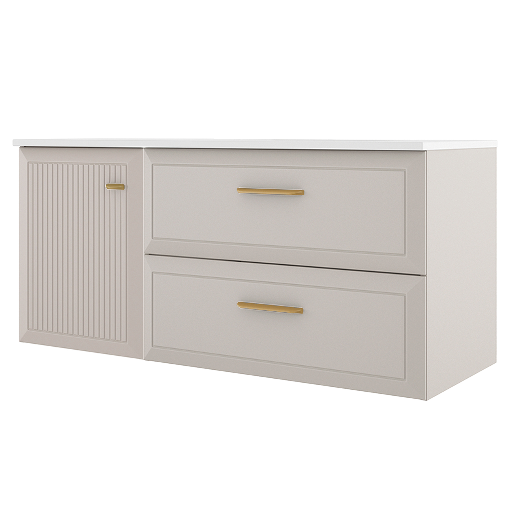 Servantskap Gold Tandem Beige Matt 40+80 cm med Servant Hvit Blank