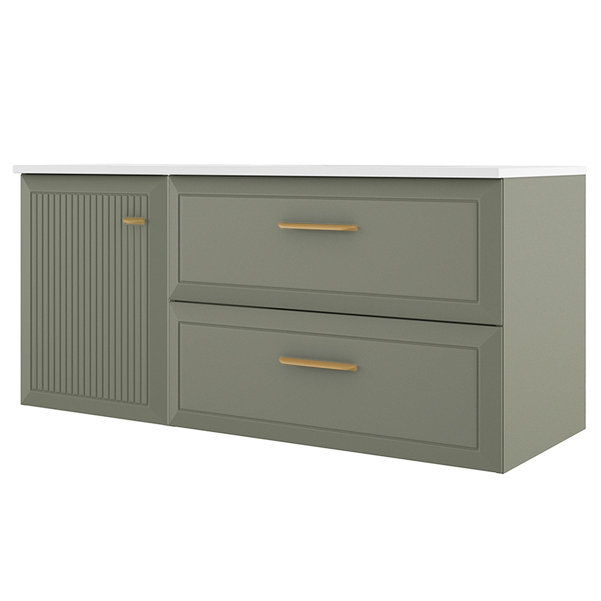 Servantskap Gold Tandem Grønn Matt 40+80 cm med Servant Hvit Blank