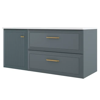 Servantskap Gold <strong>Tandem</strong>  Blå Matt 40+80 cm med Servant Hvit Blank