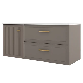 Servantskap Gold <strong>Tandem</strong>  Grå Matt 40+80 cm med Servant Hvit Blank