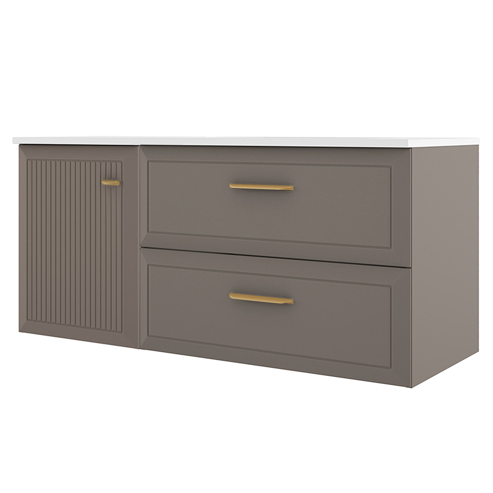 Servantskap Gold Tandem Grå Matt 40+80 cm med Servant Hvit Blank