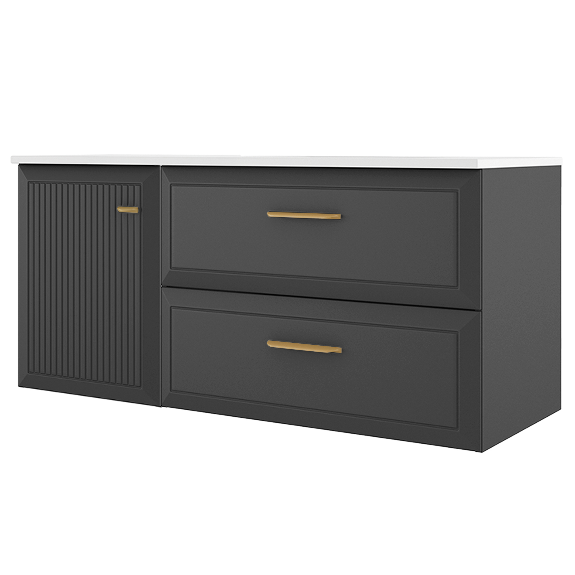Servantskap Gold Tandem Mørkgrå Matt 40+80 cm med Servant Hvit Blank