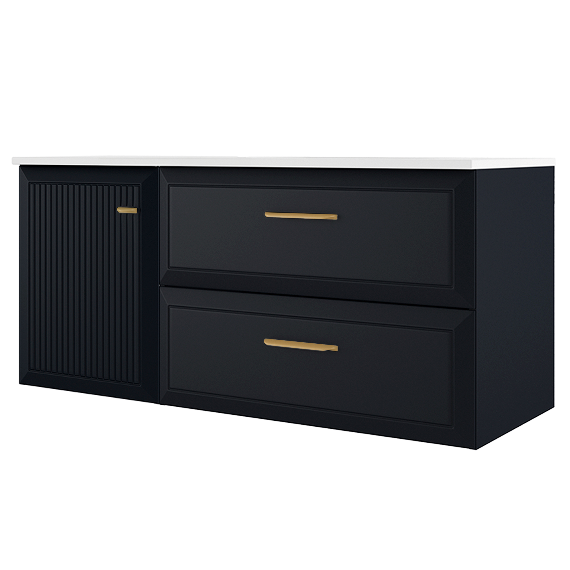 Servantskap Gold Tandem Mørkblå Matt 40+80 cm med Servant Hvit Blank