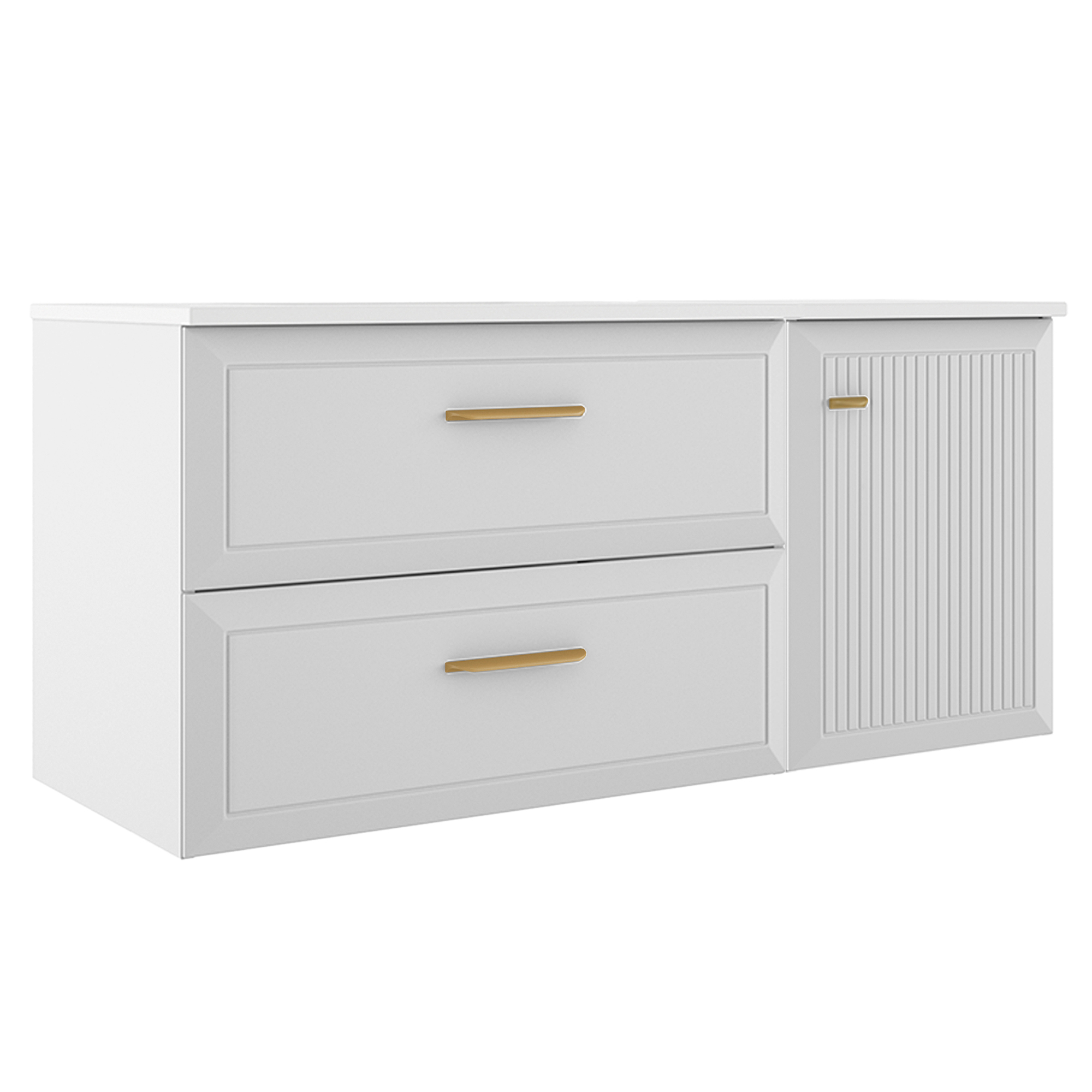 Servantskap Gold Tandem Hvit Matt 80+40 cm med Servant Hvit Blank