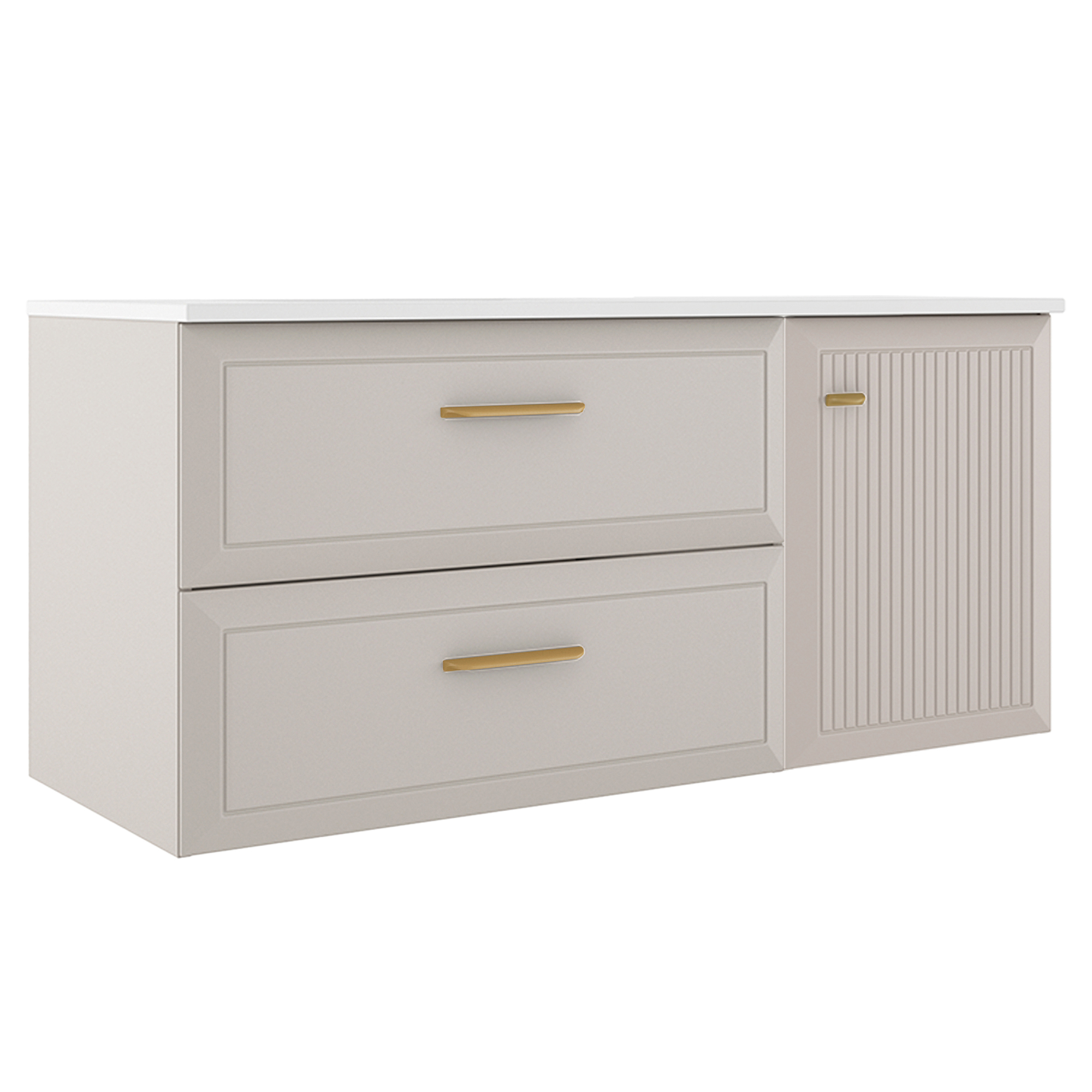 Servantskap Gold Tandem Beige Matt 80+40 cm med Servant Hvit Blank