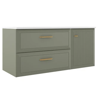 Servantskap Gold <strong>Tandem</strong>  Grønn Matt 80+40 cm med Servant Hvit Blank