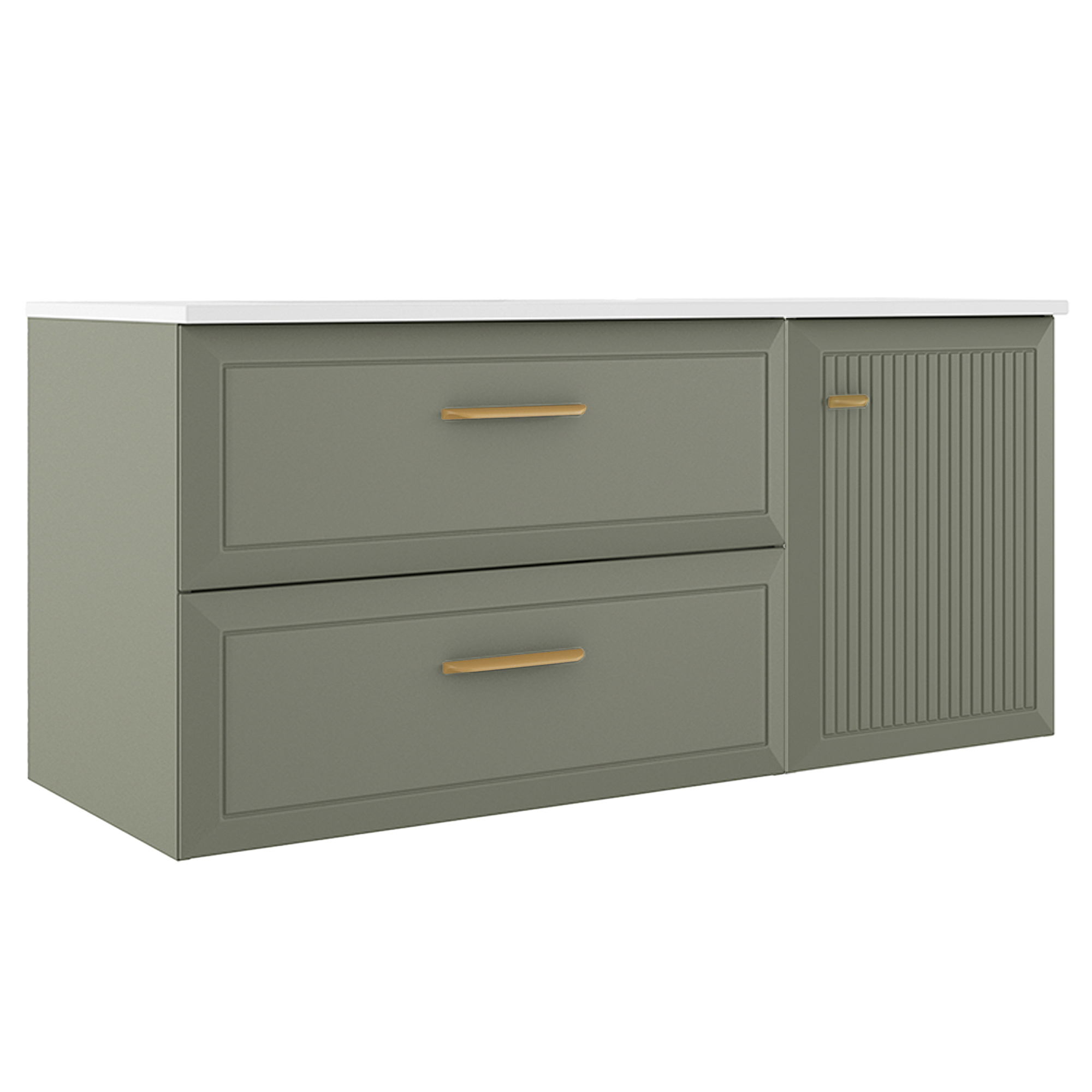 Servantskap Gold Tandem Grønn Matt 80+40 cm med Servant Hvit Blank