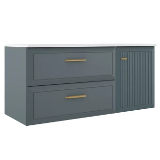 Servantskap Gold <strong>Tandem</strong>  Blå Matt 80+40 cm med Servant Hvit Blank