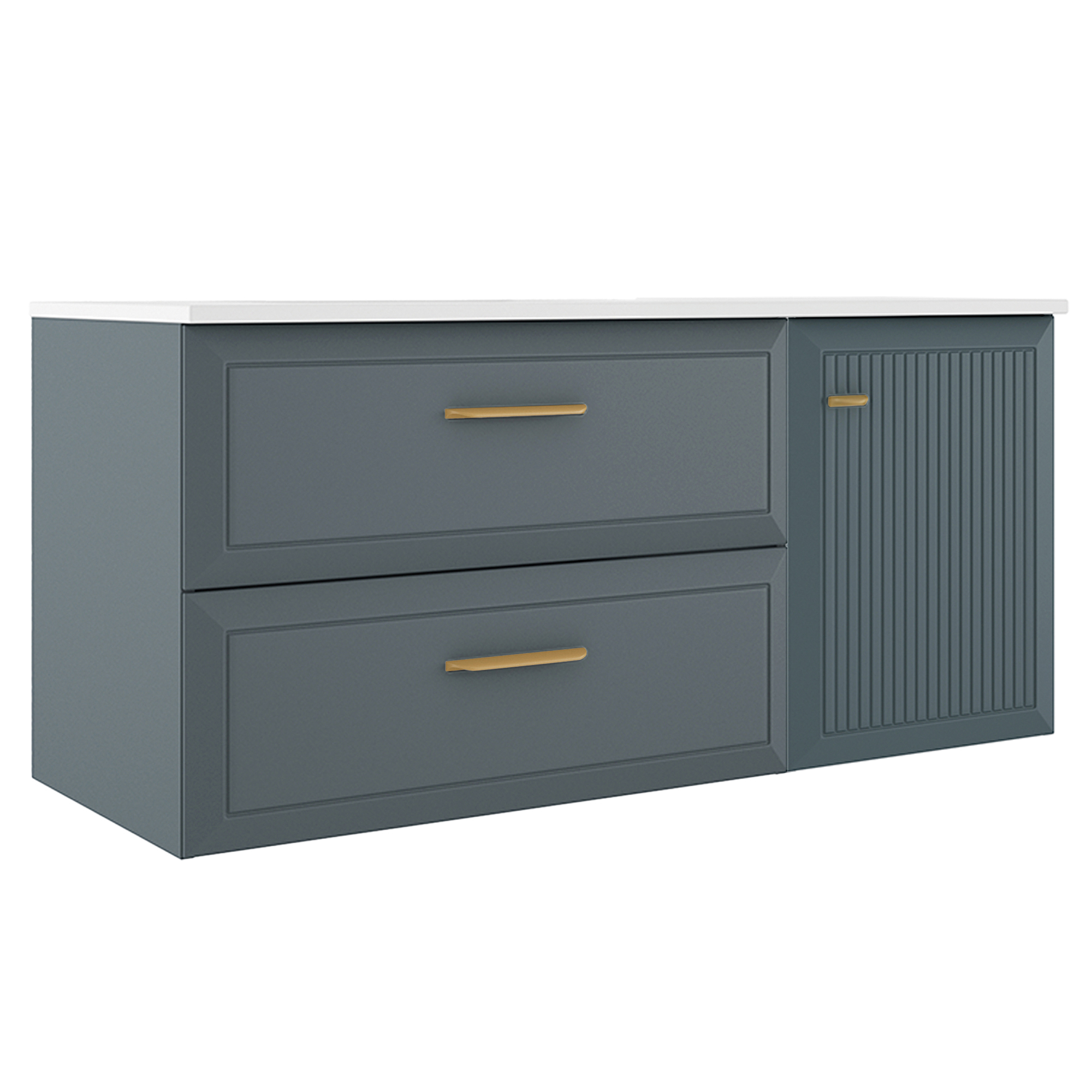 Servantskap Gold Tandem Blå Matt 80+40 cm med Servant Hvit Blank