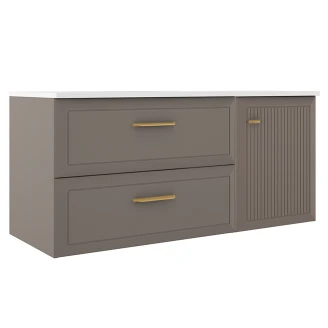 Servantskap Gold <strong>Tandem</strong>  Grå Matt 80+40 cm med Servant Hvit Blank