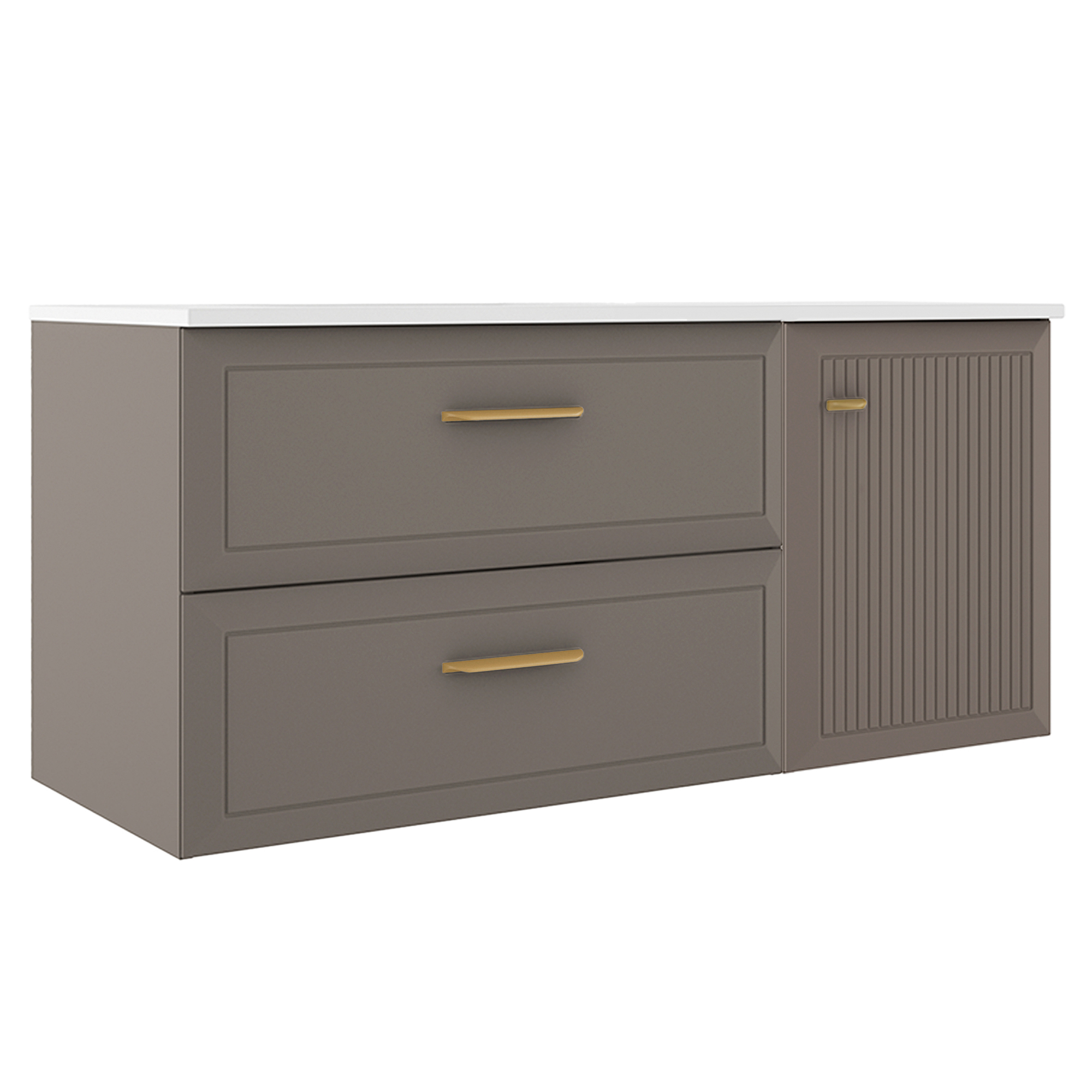 Servantskap Gold Tandem Grå Matt 80+40 cm med Servant Hvit Blank
