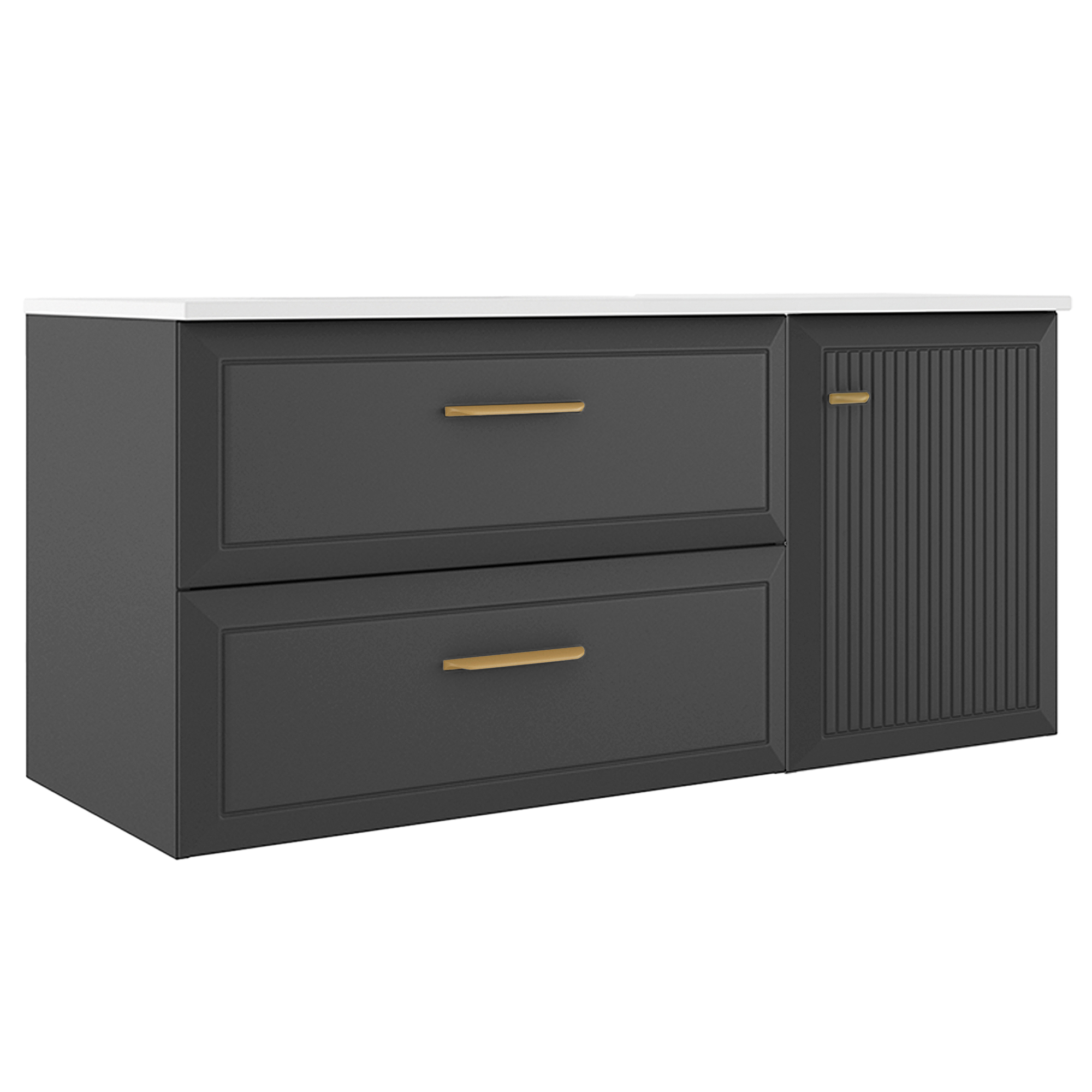 Servantskap Gold Tandem Mørkgrå Matt 80+40 cm med Servant Hvit Blank