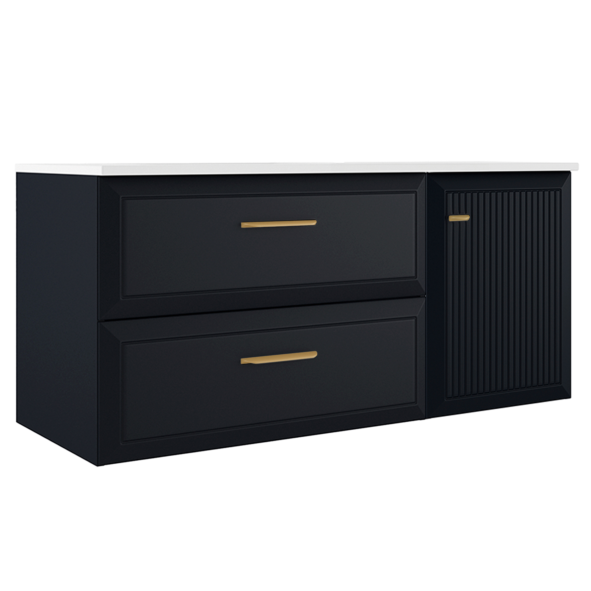Servantskap Gold Tandem Mørkblå Matt 80+40 cm med Servant Hvit Blank