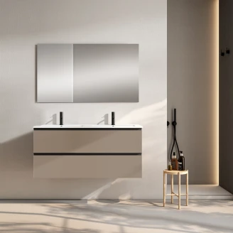 Dobbelt Servantskap <strong>Luna</strong>  Kvarts Matt 120 cm med Servant Hvit Blank