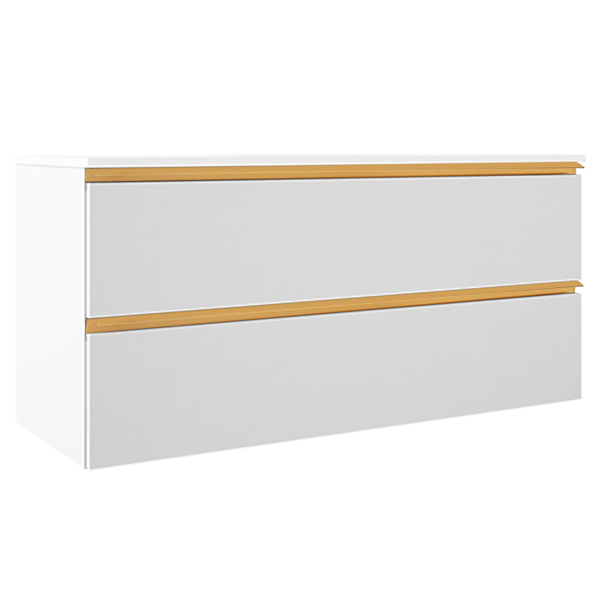 Servantskap Gold Luna Hvit Matt 120 cm med Servant Hvit Blank