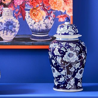 Werner Voss Vase med Lokk Daan Blå Blank