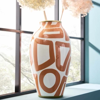 Werner Voss Vase Abstrakt Kunst Mandarino Oransje, Hvit Blank