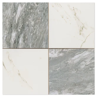 Marmor Gulvflis <strong>Checkermarble</strong>  Hvit-Grå Matt 44x44 cm