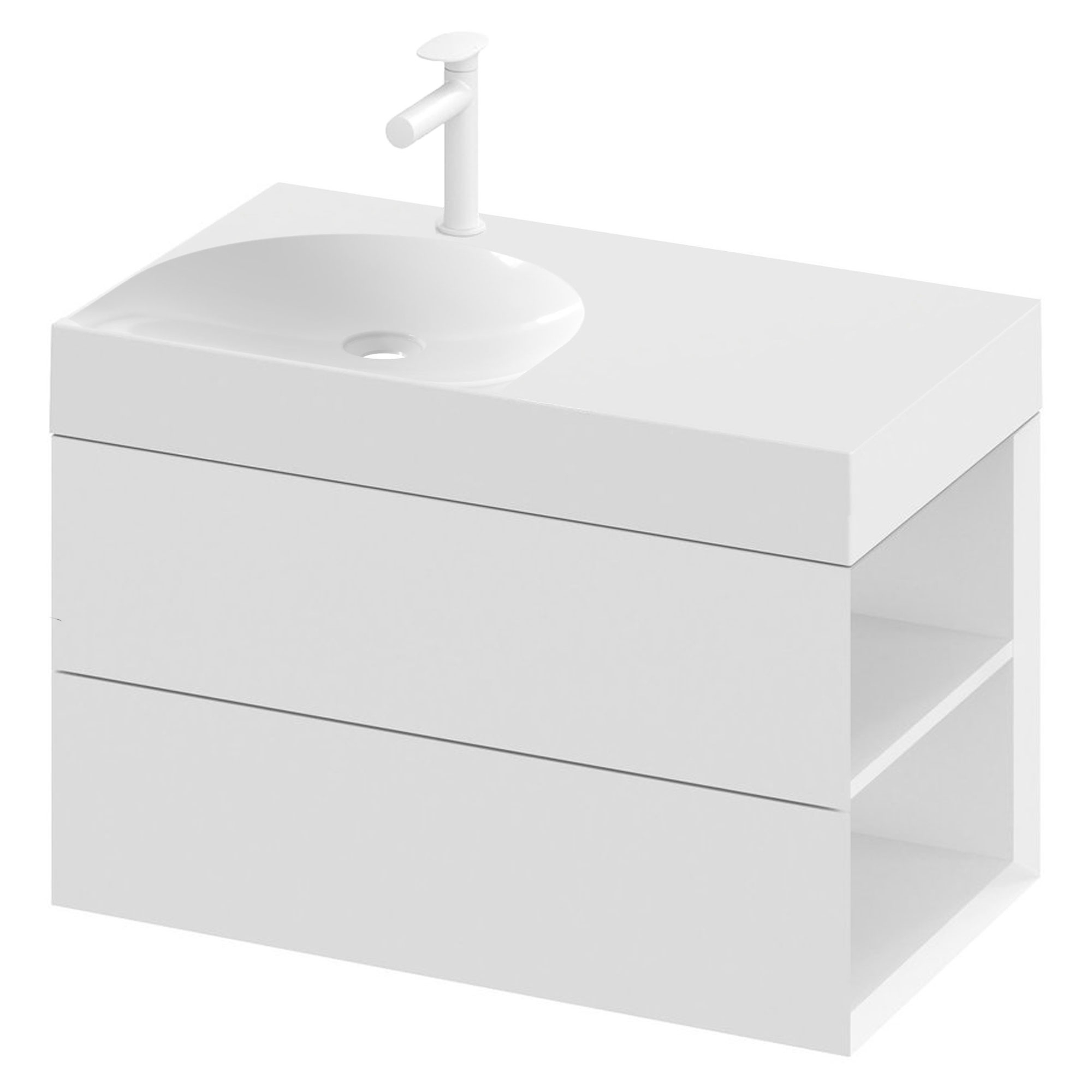 Ravak Servantskap Lite Hvit Blank med 2 Lådor 80 cm Venstre & Servant S