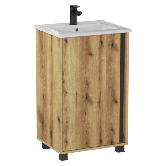 Servantskap <strong>Modo</strong>  Tre Matt 50 cm med Handfat Hvit Blank Venstre