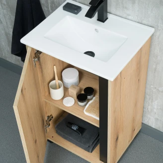 Servantskap <strong>Modo</strong>  Tre Matt 50 cm med Handfat Hvit Blank Venstre