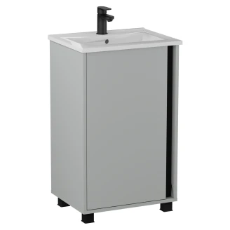 Servantskap <strong>Modo</strong>  Grå Matt 50 cm med Handfat Hvit Blank Venstre