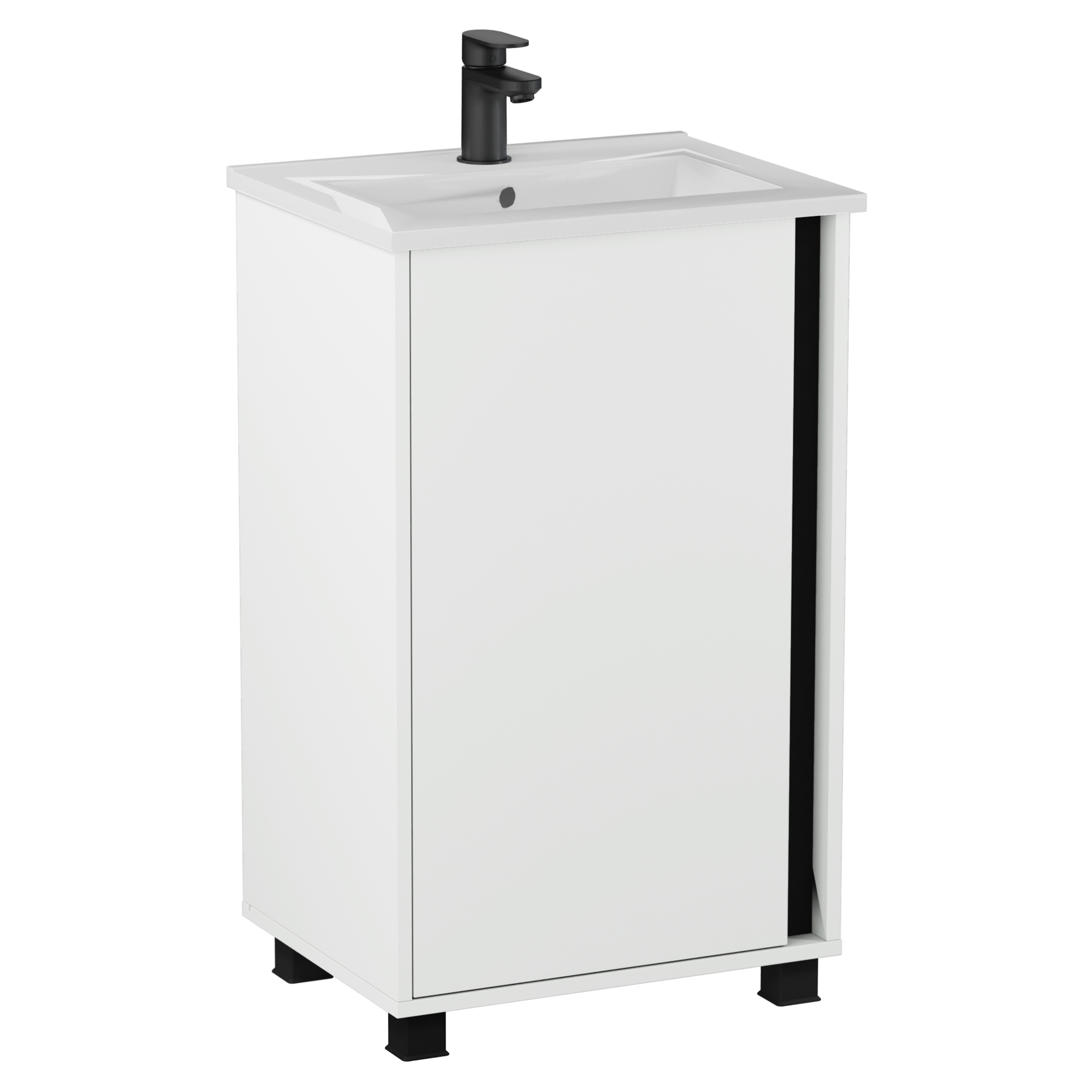 Servantskap Modo Hvit Matt 50 cm med Handfat Hvit Blank Venstre