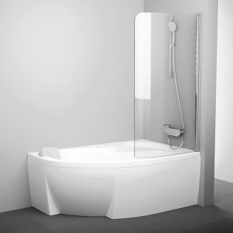 Badekarvegg Rosa Krom Blank 85x150 cm Høyre
